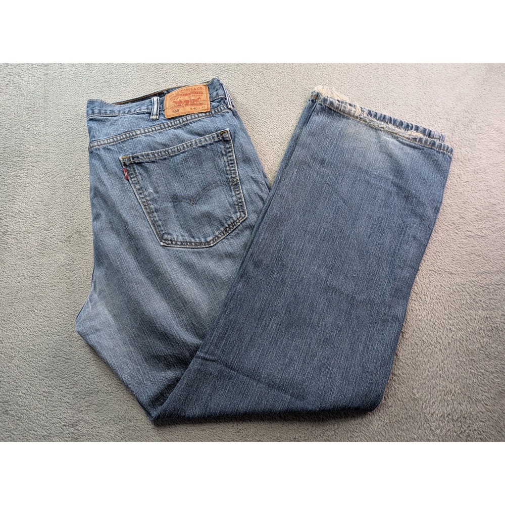 Levis 559 Relaxed Straight Jeans Mens 40x32 Blue Denim Medium Wash 100% Cotton